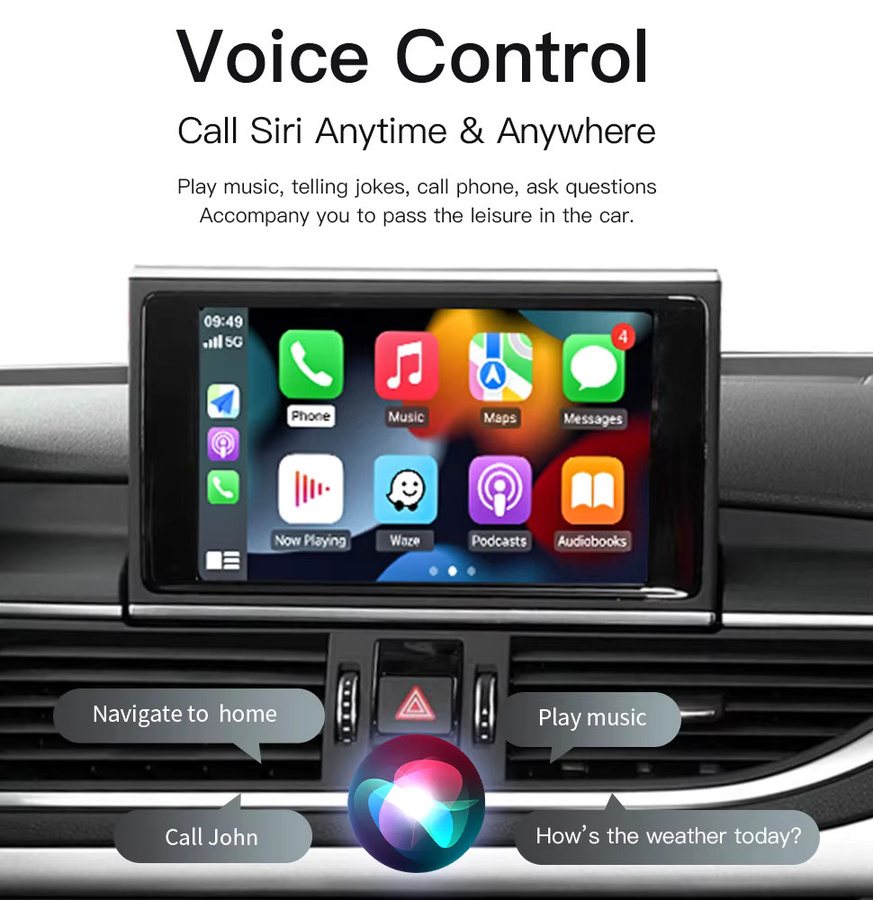 CARABC Kabelloses CarPlay-Modul für Audi A1 Q3 RM 2013-2018 mit Android Auto, AirPlay und Rückfahrkamera Unterstützung, Schwarz - Bild 3