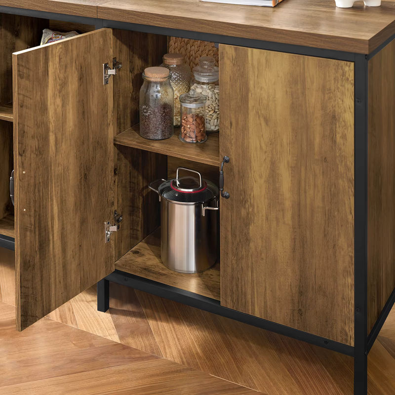 SoBuy Kücheninsel KNL01-F freistehend im Industrie-Design, Küchenschrank Sideboard in Braun, B/T/H: 170 x 89 x 60 cm - Bild 5