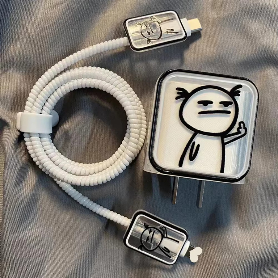 Schutzhülle für USB-Ladekabel und Ladegeräte in Weiß für iPhone 15 14 13 12 Pro Max - Bild 2