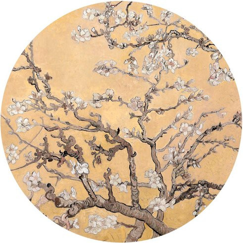 K&L Wall Art Runde Vliestapete Van Gogh Vintage Mandelblüte, mehrfarbig, matt, B: 236 cm, H: 236 cm - Bild 1