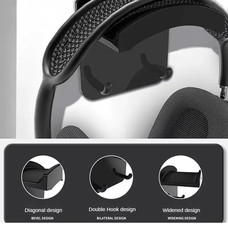 Headset-Haken und Gamepad-Halterung zur Wandmontage unter dem Tisch in Schwarz - Bild 6