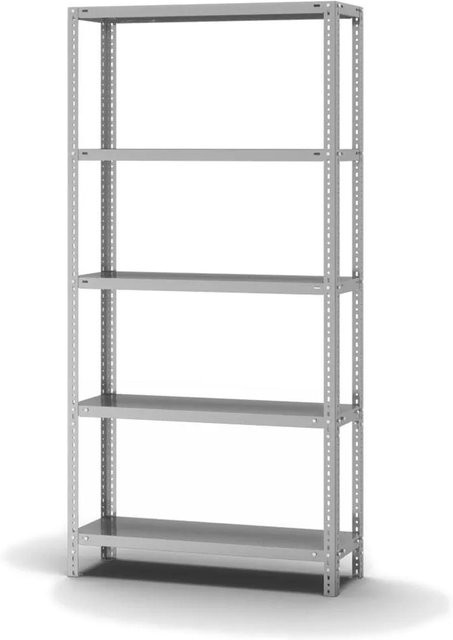 PROREGAL Edelstahlregal mit 5 Ebenen und Schraubsystem, Farbe Silber, H x B x T: 200 x 100 x 30 cm, Fachlast 200 kg - Bild 1