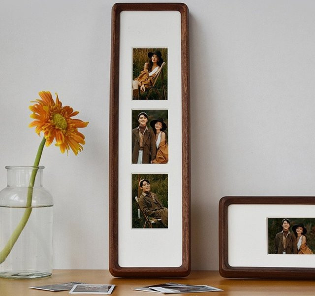 ANGDUO Multi-Foto-Ausstellungsständer aus massivem Sapele-Holz, rechteckiger Fotorahmen mit abgerundeten Ecken für die Heimdekoration - Bild 1