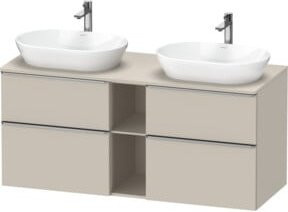 Duravit Waschtischunterschrank D-Neo in Beige Matt mit Türen und Schubladen, Wandmontage, Breite: 140 cm, Höhe: 66,4 cm, Tiefe: 55 cm - Bild 1