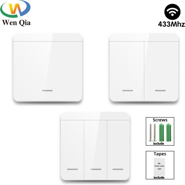 WenQia 433 MHz Wireless Wand Schalter Fernbedienung in Weiß mit EV1527 Lerncode für Smart Home Lichtsteuerung - Bild 1