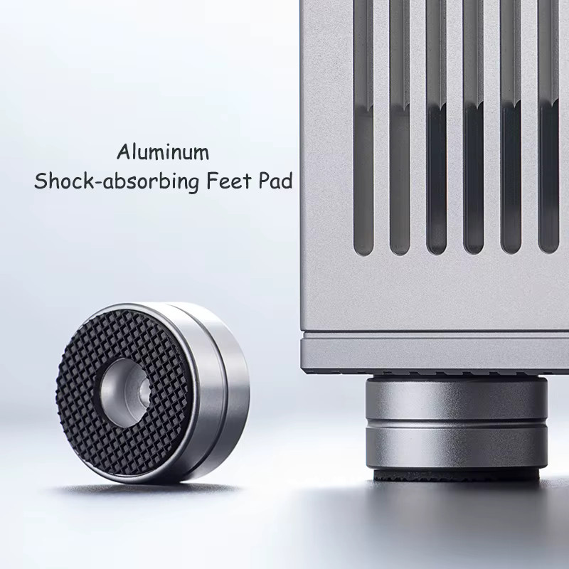 RGeek 4er-Set HiFi Audio Lautsprecher Standfüße aus Aluminiumlegierung in Silber zur Schockabsorption und Isolation für Verstärker, Vorverstärker und DAC - Bild 2