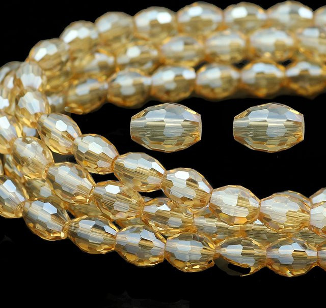 Perlen Glas, Kristall, Gold, 4x6/6x8mm - Bild 1