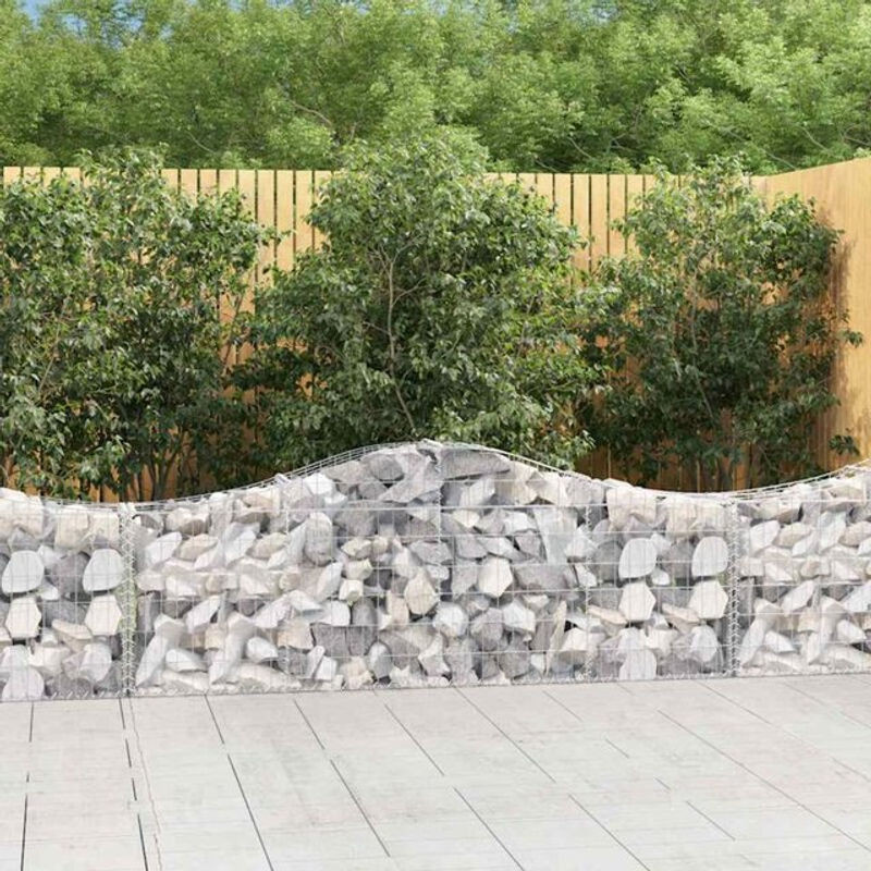 Vidaxl Gabionen mit Hochbogen aus verzinktem Metall in Silber, 2 Stück, B/H: 200 x 30 x 60/80 cm - Bild 1