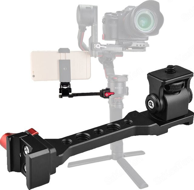 DJI Kamera-Monitor-Halterung in Schwarz für Gimbal-Stabilisatoren mit 1/4 und 3/8 Zoll Gewinde sowie Kaltschuh - Bild 1