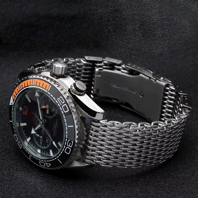 ZETHYDUM Uhrenarmband Edelstahl, Shark Mesh, Silber, Herren - Bild 2