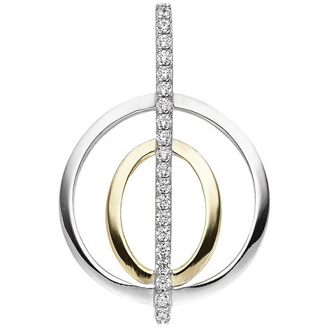 Colfem Anhänger 925 Sterling Silber, bicolor vergoldet, 20 Zirkonia - Bild 1