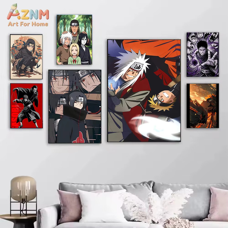 Kayou Naruto Anime Leinwandgemälde Akatsuki Itachi Sasori Jiraiya Wandkunstdruck Mehrfarbig ohne Rahmen - Bild 2