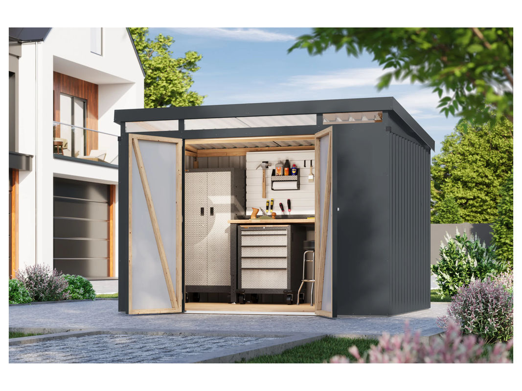 KARIBU Gerätehaus Mantis in Anthrazit ohne Anbaudach B/T/H: 290 x 209 x 213 cm - Bild 2
