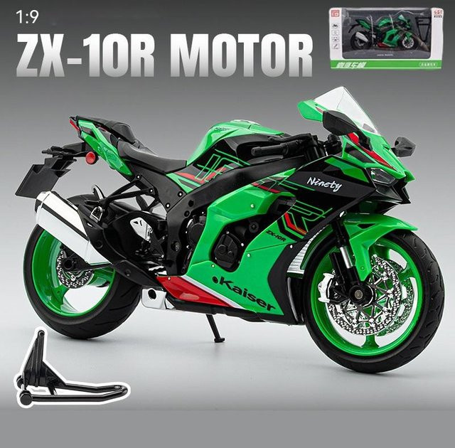 Linyi toy car Kawasaki Ninja Zx-10R Rennmotorrad Modell, Metall, mit Sound und Licht, 1:9, ab 14 Jahren - Bild 1