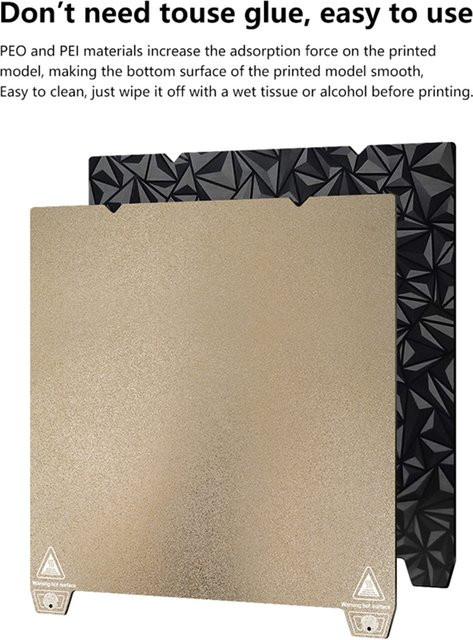Qiilu 3D-Bauplatte mit strukturierter PEI-Oberfläche und glattem PET für FDM-3D-Drucker, kompatibel mit Ender-3 S1, Ender-3 S1 Pro, End-5 S1 und K1, Farbe: Gelb - Bild 1