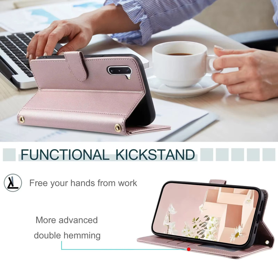 Karierte Leder-Handyhülle mit Kartenfach und Brieftasche als Flip Cover für Xiaomi Mi 15 Ultra 14T 13T 11T 12T Poco X7 M6 F5 X6 X5 X3 Pro 5G M5S in Gold - Bild 3