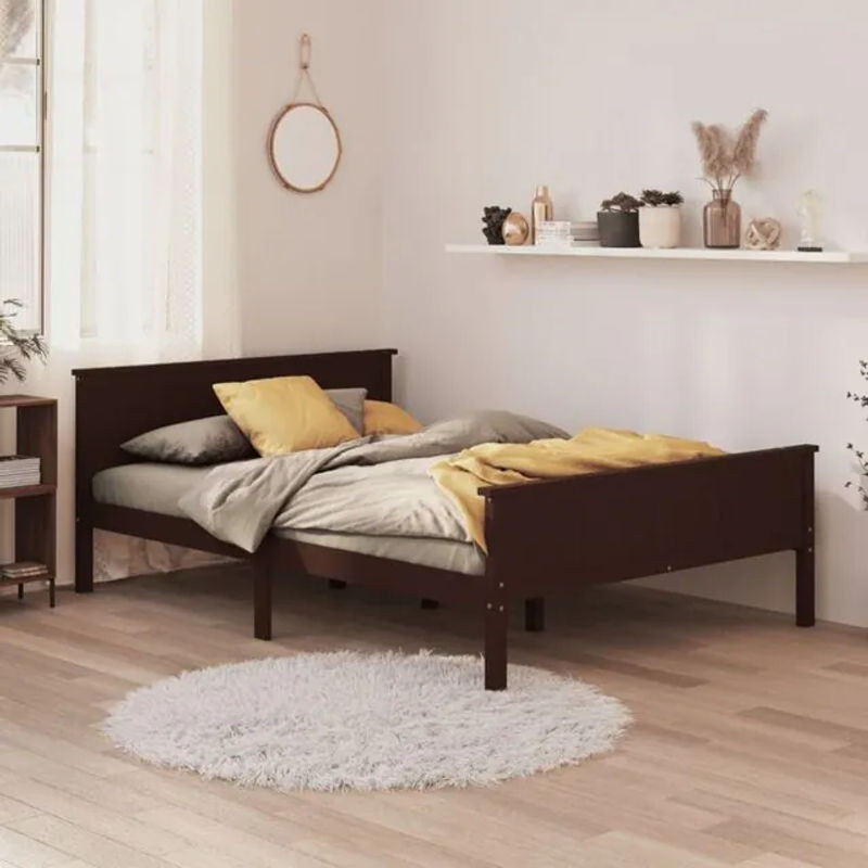 Massivholzbett Vidaxl aus Kiefer in Braun im Landhausstil, B: 120 cm, L: 200 cm - Bild 1