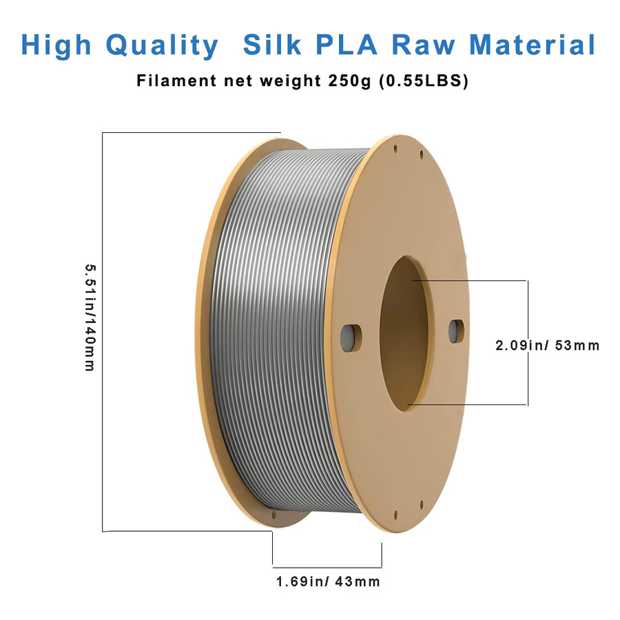 BING3D PLA-3D-Filament Silk Silber, Durchmesser: 1,75 mm, 0,25 kg - Bild 2