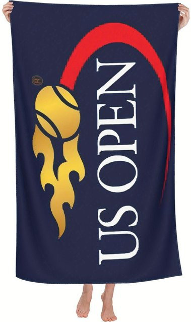 Ka Chen Muxi US Open Tennis Design Mikrofaser Strandtuch in Blau und Weiß, B: 90 cm, H: 160 cm - Bild 1