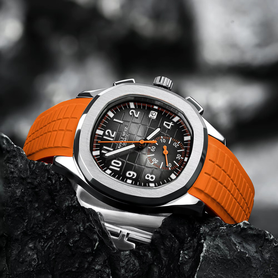 NAVIFLZ NFVZ Chronograph, Quarz, Orange, Silikon, 40 mm, Herren - Bild 4