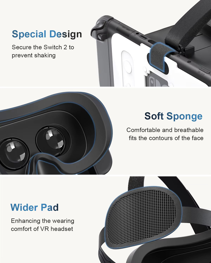 DEVASO HD 3D VR-Brille für Nintendo Switch 2 in Schwarz und Grün - Bild 4