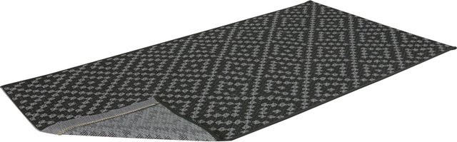 LIVARNO Teppich flachgewebt für In/Outdoor mit Rautenmuster in Schwarz, Breite: 80 cm, Länge: 150 cm - Bild 1