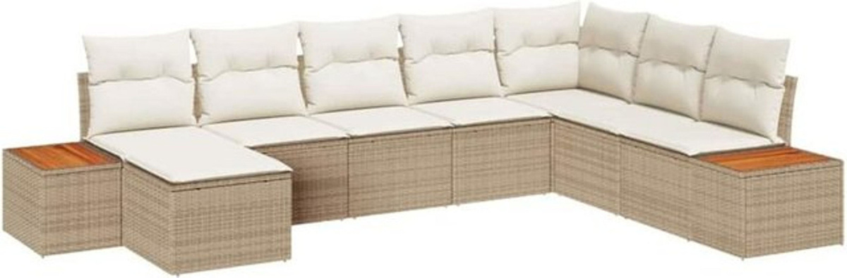 vidaXL Garten-Sofa-Set aus Poly-Rattan mit 8 Kissen in Beige - Bild 1