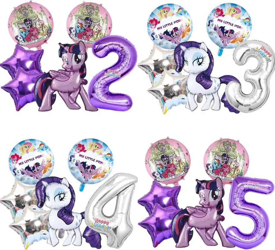 6 Stück My Little Pony Folienballons für Kindergeburtstage und Kindertag, mehrfarbig, Hintergrund-Dekoration aus Kunststoff - Bild 1