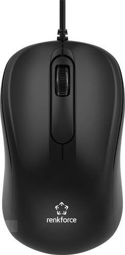 Renkforce RF-WEM-120 USB-Optische Maus in Schwarz mit 1200 dpi und 3 Tasten - Bild 1