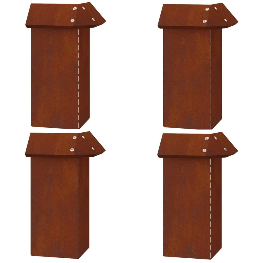 vidaXL Schneckenzaun Set aus rostigem Stahl in Braun, 4 Stück, B/T/H: 13,5 x 13,5 x 25 cm - Bild 2