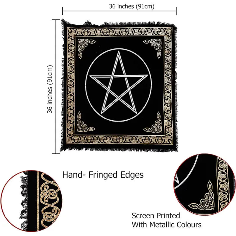 VIKAMA Wandteppich mit Pentagramm-Motiv in Schwarz, mystischer Astrologie-Druck im Bohemian-Stil, rechteckiger Textil-Wandbehang für dein Wohnzimmer oder Schlafzimmer, B/H: 75 x 75 cm - Bild 5