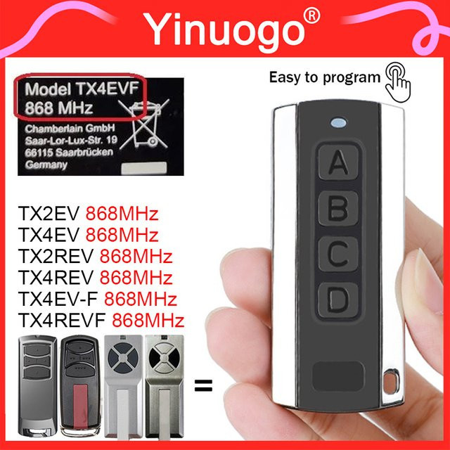 YNG607 Garagentoröffner Fernbedienung für TX4REV TX2REV TX4EVF TX2EV TX4EV in Schwarz 868 MHz - Bild 1