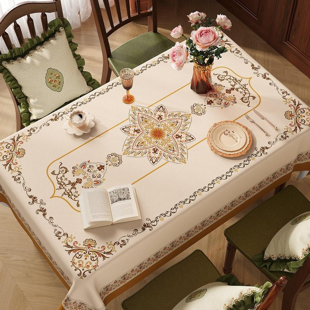 JMG Household Supplies Tischdecke im Retro-Stil mit Blumenmuster, beige, wasserabweisend und ölbeständig, B/T: 160 x 100 cm - Bild 1