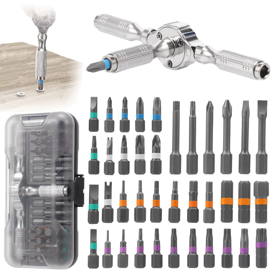 Toorise 39-in-1 Ratschenschraubendreher-Set mit abnehmbarem T-Griff und Magnetisierer in Grau und Silber für PC und Schreibtisch-Reparaturen - Bild 5