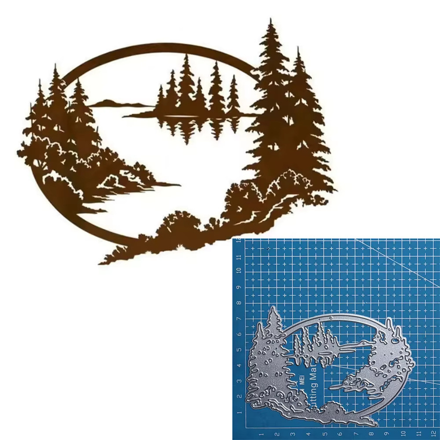 Metall Stanzformen Baum Berg Architektur für DIY Scrapbooking und Papierdekoration in Silber - Bild 2
