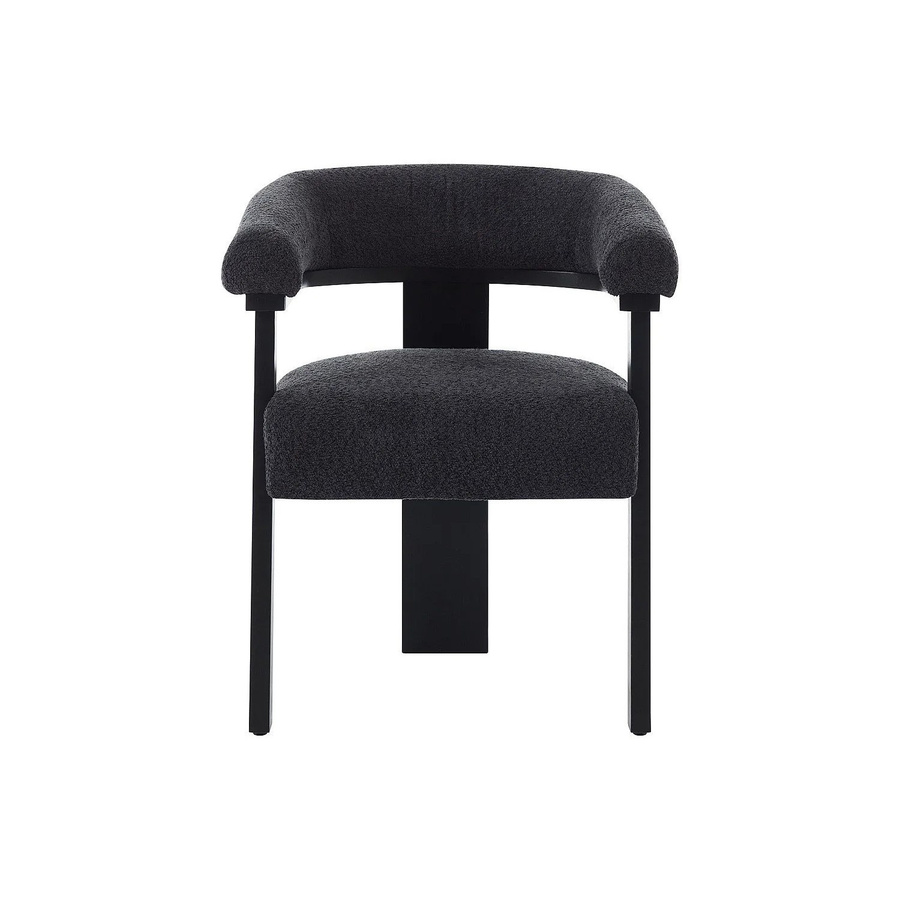 Vente-unique Stuhl Livelia in Anthrazitgrau mit Bouclé-Stoff und Kautschukholz-Gestell, Höhe: 64 cm - Bild 2