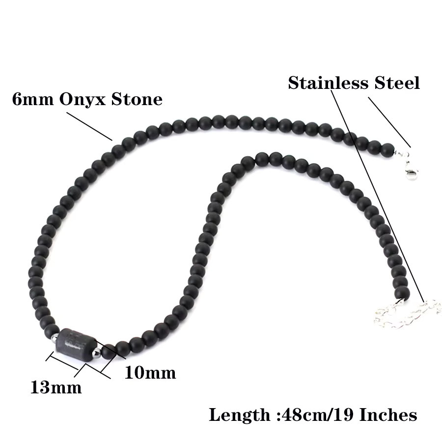 Noter Halskette, Schwarz Onyx, Perlen, 48 cm, Herren - Bild 3