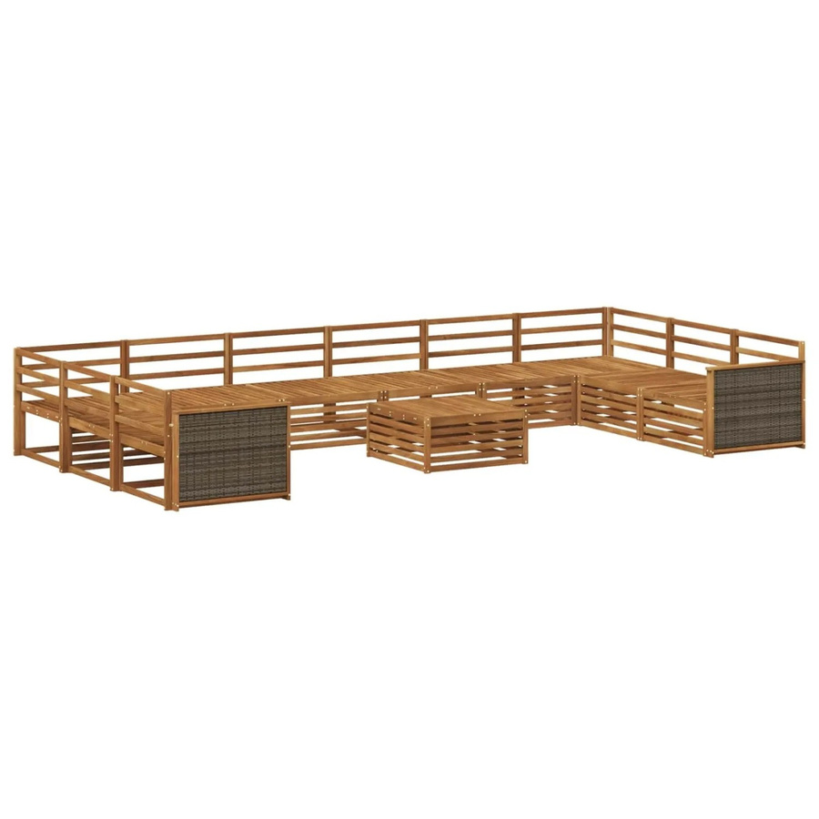 vidaXL Sofagarnitur aus Massivholz Akazie in Braun mit Latten-Design, 11er Set - Bild 2