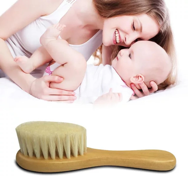 Baby Haarbürste und Kamm aus natürlicher Wolle und Holz, Kinder - Bild 1