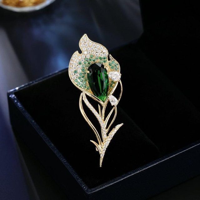 YIRAN Brosche Blume, Zirkon, Damen, black - Bild 1