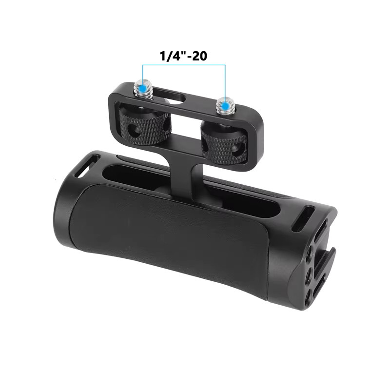 CAMVATE Mini Seitengriff mit Kaltschuh-Schnittstelle und 1/4"-20 Schraubhalterung für DSLR-Digitalkamerakäfig, Schwarz - Bild 2