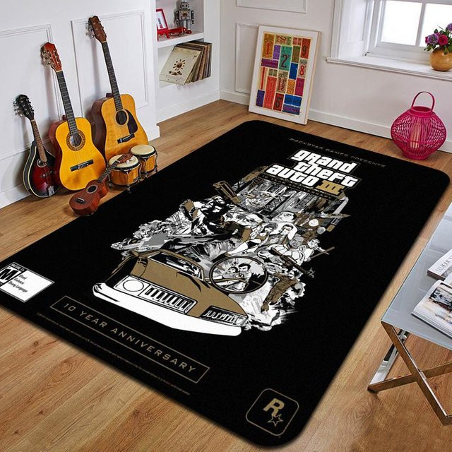 G-Grand Theft Auto Druckteppich Dekorative Bodenmatte Schwarz B: 80 cm, T: 50 cm - Bild 1