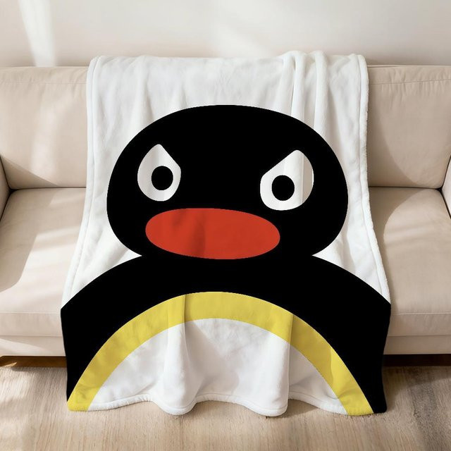 Weiche Pinguin Plüschdecke aus Flanell von BestDream001, weiß, B/B: 150 x 200 cm - Bild 1