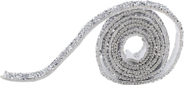 2 Stück selbstklebende Glitzer Bänder von Koogeelife in Silber und Grau mit Strass und Harz, Länge: 1 Yard, Breite: 0,8 Zoll - Bild 1