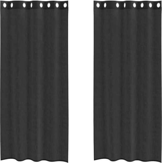 vidaXL Voile Vorhänge mit Ösen, 2er Set, Schwarz, B: 140 cm, H: 245 cm - Bild 1
