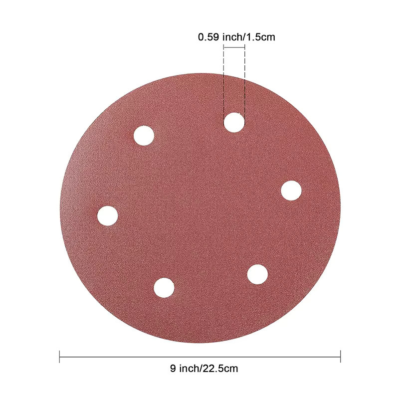 TQLQ Schleifscheiben Set mit Klett-Klebeschleifpapier für Exzenterschleifer, 10 Stück, 9 Zoll, 6 Löcher, Durchmesser: 225 mm, Körnung 60–2000 - Bild 5