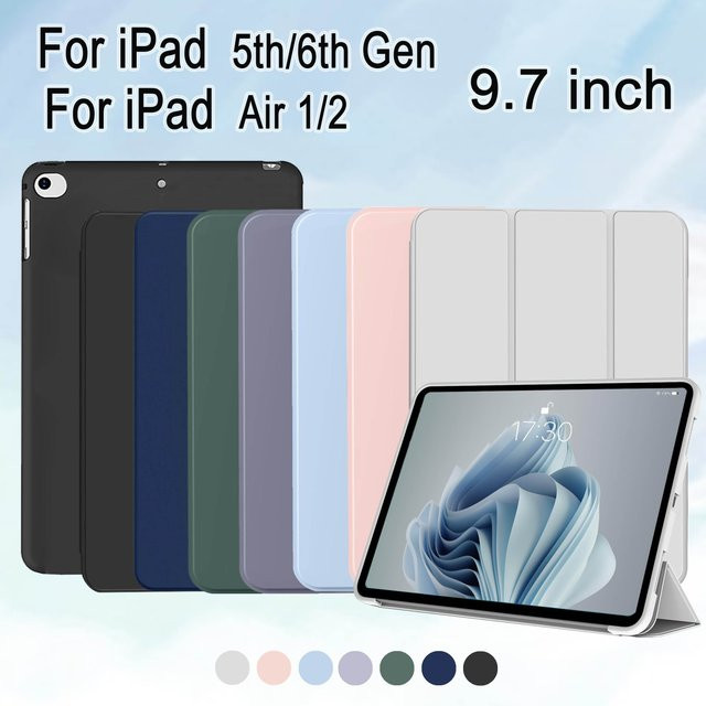Smart Case von tzion für iPad 9,7 Zoll (iPad 6./5. Generation und iPad Air 2/Air 1), Slim Soft TPU Stand Cover in Schwarz - Bild 1