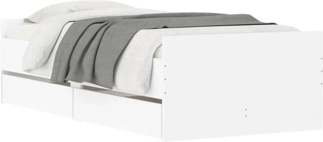 vidaXL Bettgestell mit Schubladen in Weiß, modernes Design aus Holzwerkstoff, B/T/H: 100 x 200 x 102 cm - Bild 1