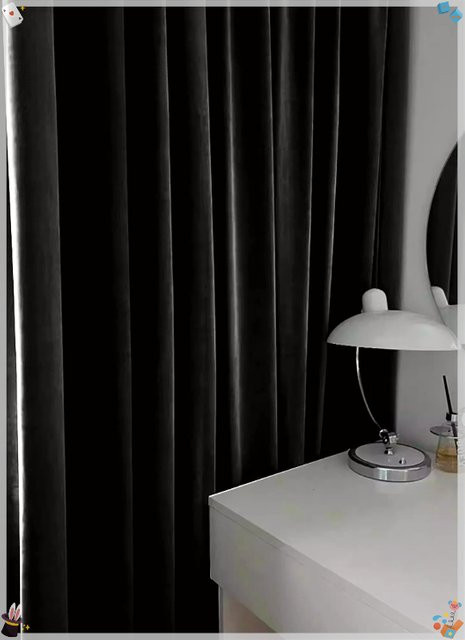 ZJBYZHOUSEHOLD Verdunkelungsvorhang aus Flanell in Schwarz, modern und einfarbig für Wohnzimmer und Schlafzimmer - Bild 1