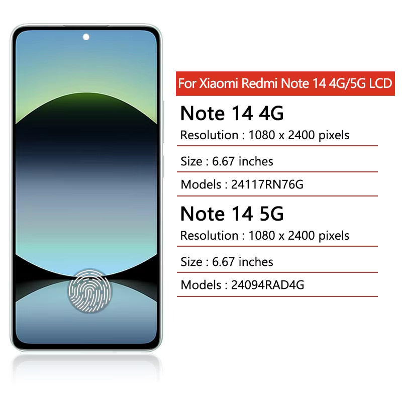 Xiaomi Redmi Note 14 4G LCD-Display mit 6,67 Zoll Super AMOLED Touchscreen in Schwarz - Bild 2